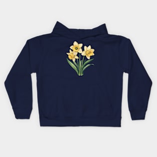 Vintage Daffodil Botanical Watercolor Kids Hoodie